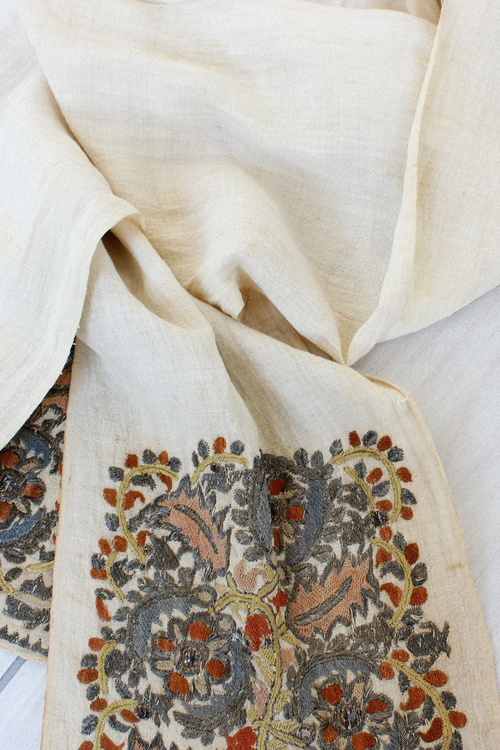 Antique Embroidered Scarf