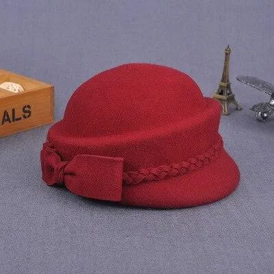 Australian Wool Pillbox Beret with Bow