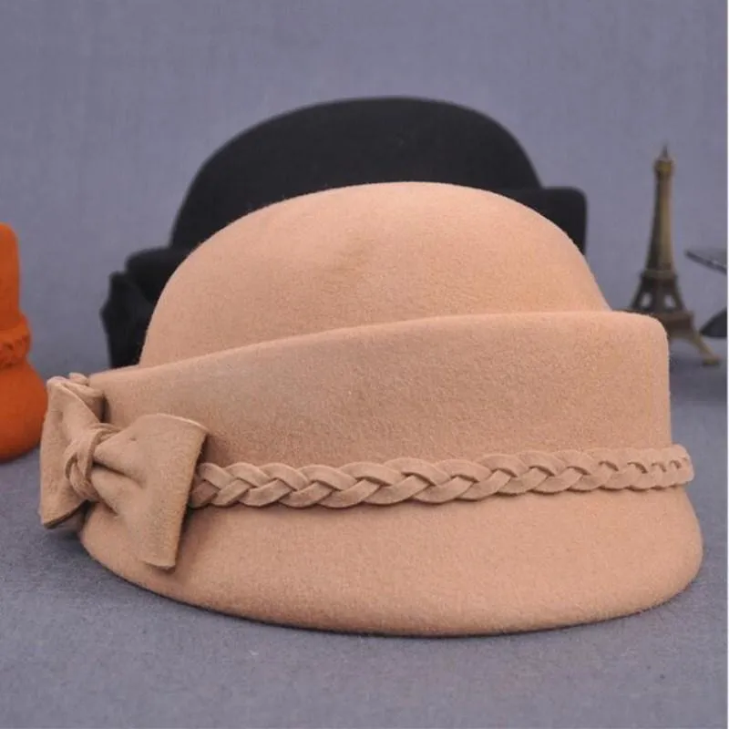 Australian Wool Pillbox Beret with Bow