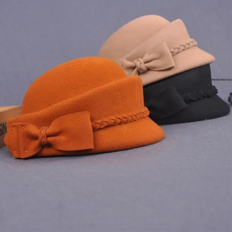 Australian Wool Pillbox Beret with Bow