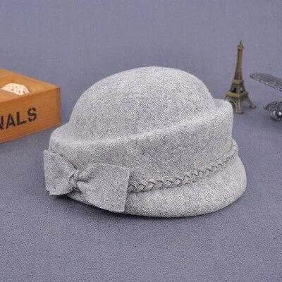 Australian Wool Pillbox Beret with Bow