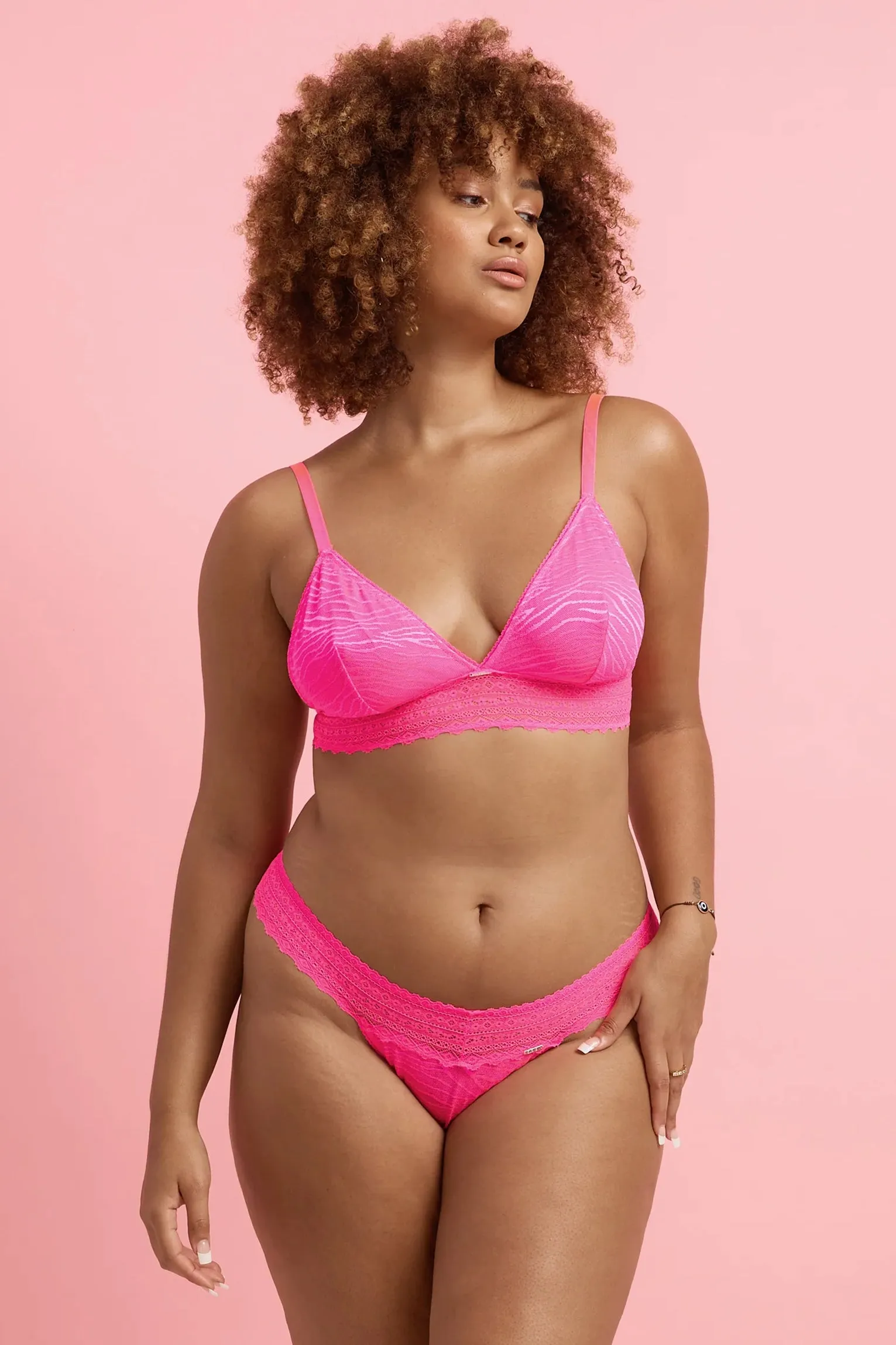 Bralette Lace Zebra Knockout Pink