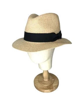 Brown Straw Fedora Hat With Ct Personalisation One Size