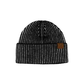 C.C Contrast Color Stripes Cuff Beanie