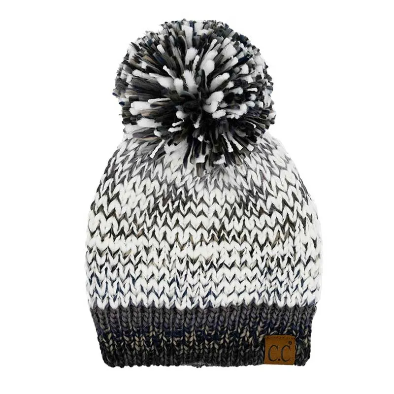 C.C Multi Color Yarn Pom Pom Beanie Hat