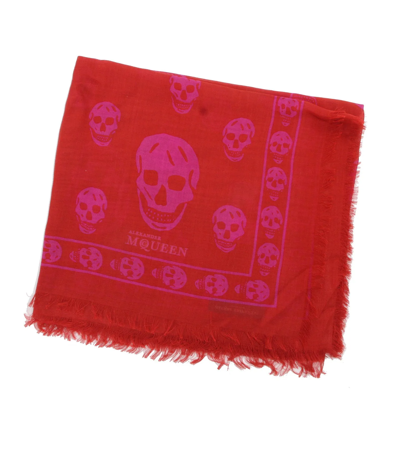 Classic Skull Scarf Pashmina, Flame/Fuchsia