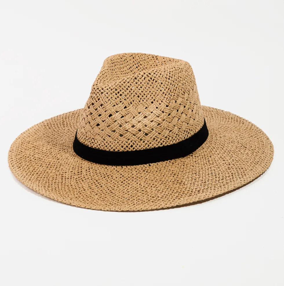 Darby Straw Hat in Tan/Black