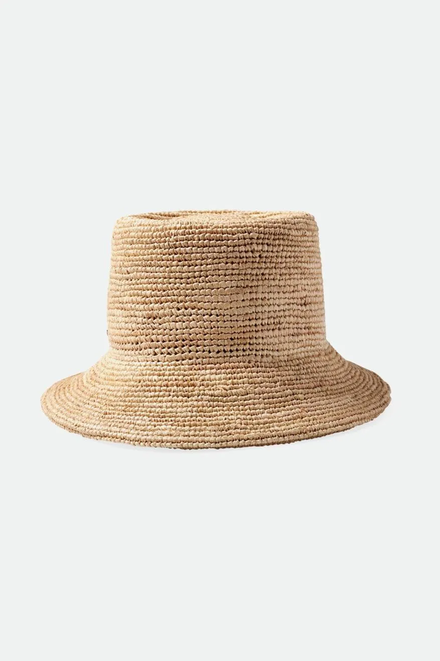 Ellee Straw Packable Bucket Hat - Tan