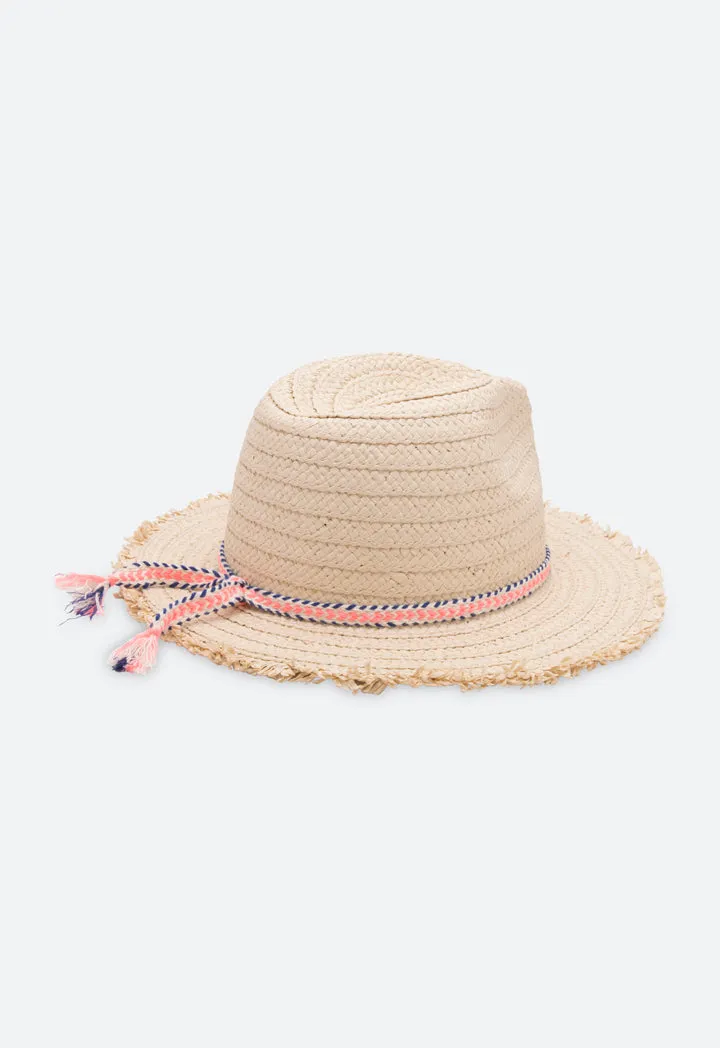 Frayed Edge Straw Bucket Hat