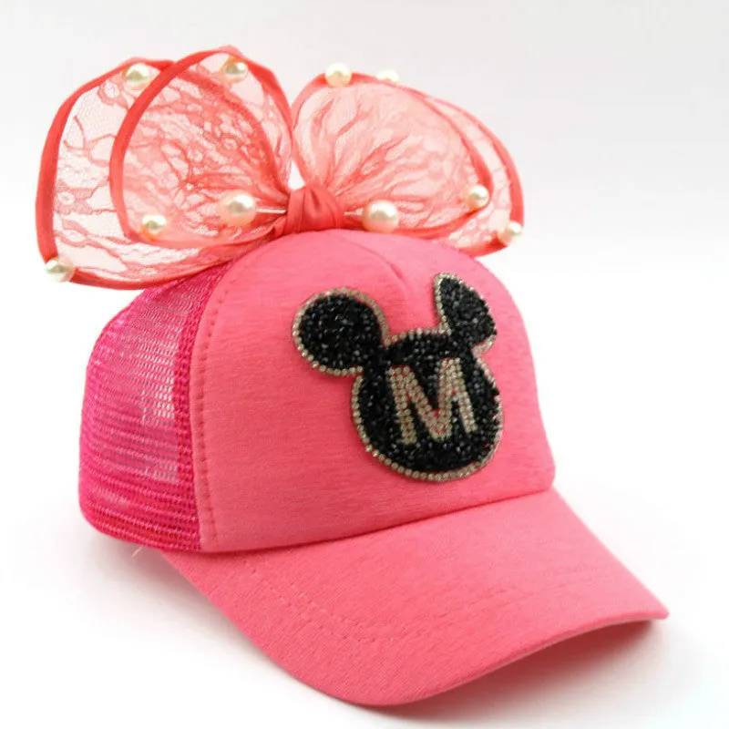 Girl Big Bow With Pearls Baseball Cap