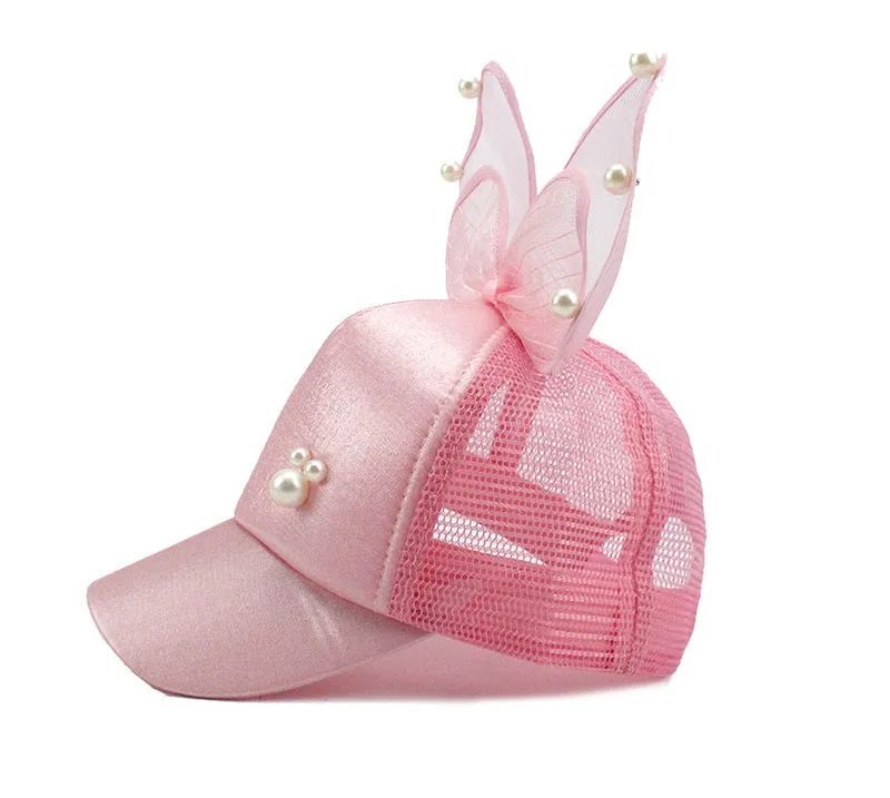 Girl Big Bow With Pearls Baseball Cap