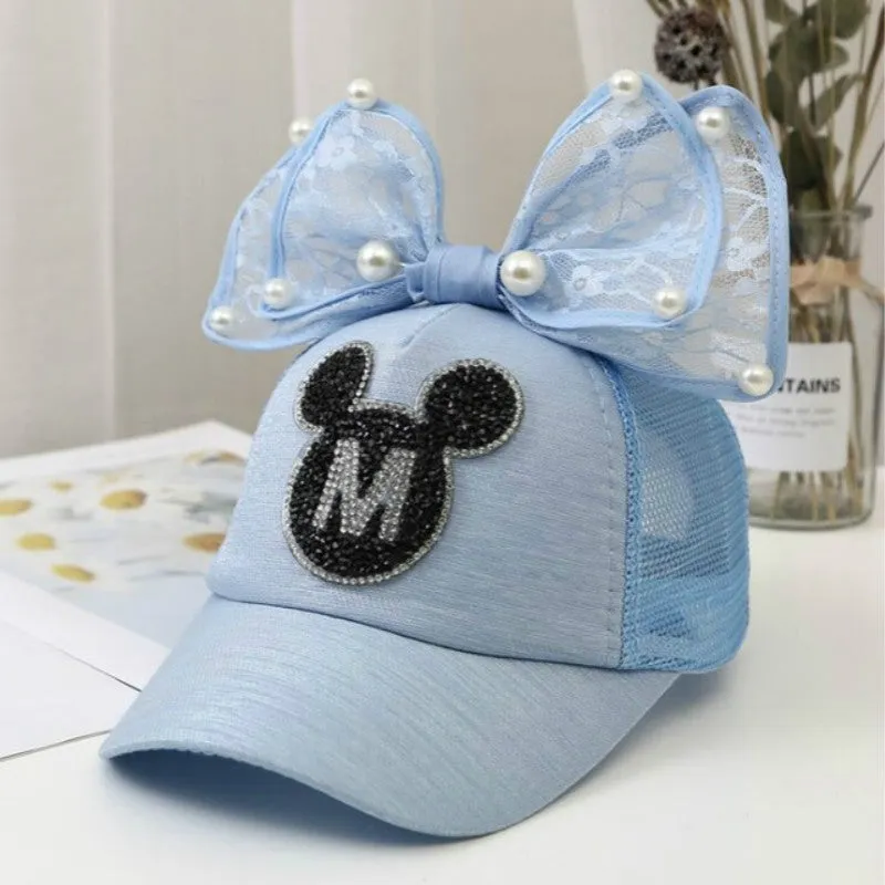 Girl Big Bow With Pearls Baseball Cap