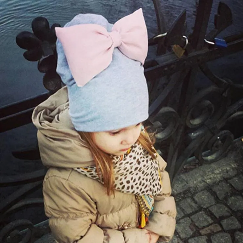 Girls Oversized Bow Beanie Hat   Scarf With Tassels - ONLY 5 LEFT !!!