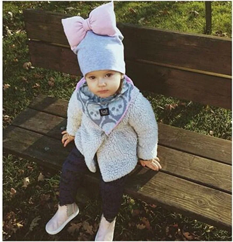 Girls Oversized Bow Beanie Hat   Scarf With Tassels - ONLY 5 LEFT !!!