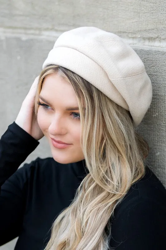 Micro Herringbone Print Beret