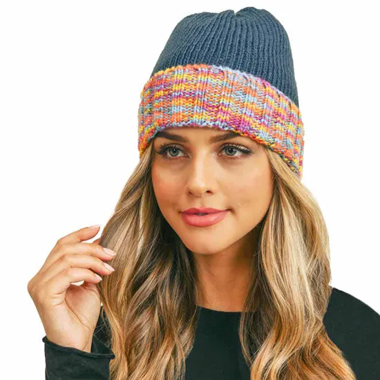 Multi Color Band Fleece Beanie Hats