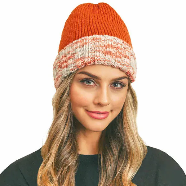 Multi Color Band Fleece Beanie Hats