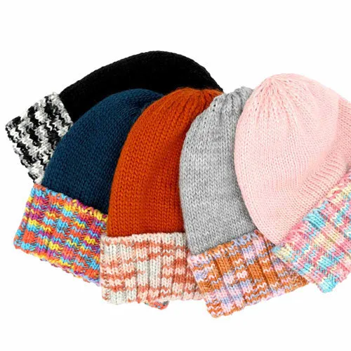 Multi Color Band Fleece Beanie Hats