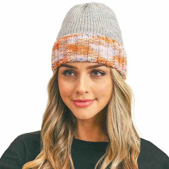 Multi Color Band Fleece Beanie Hats