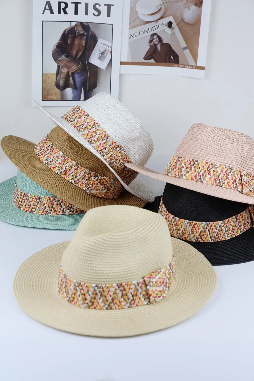 Multicolored Band Straw Hat