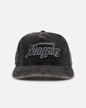 New Era Collingwood Magpies 'Washed Corduroy' Pre-Curved Golfer Snapback Black/Kelly Green