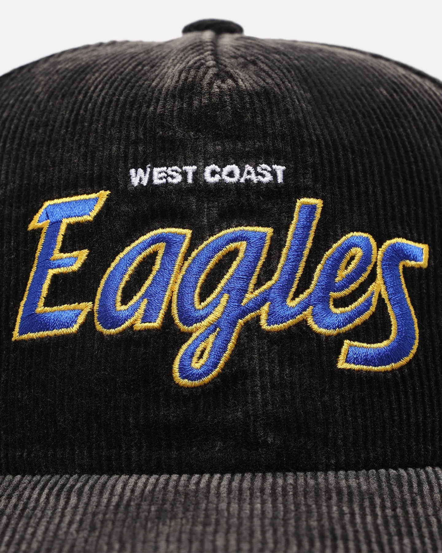 New Era West Coast Eagles 'Washed Corduroy' Pre-Curved Golfer Snapback Black/Kelly Green