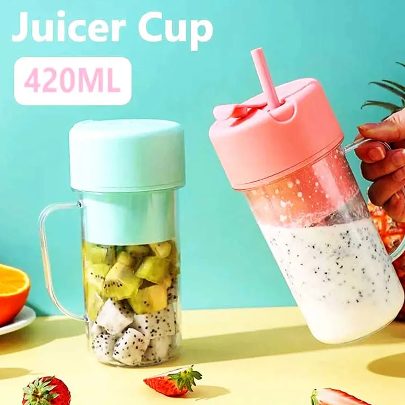 Portable Rechargeable Juicer Blender Cup With Straw