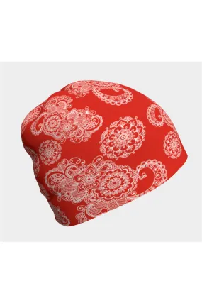 Red Paisley Beanie