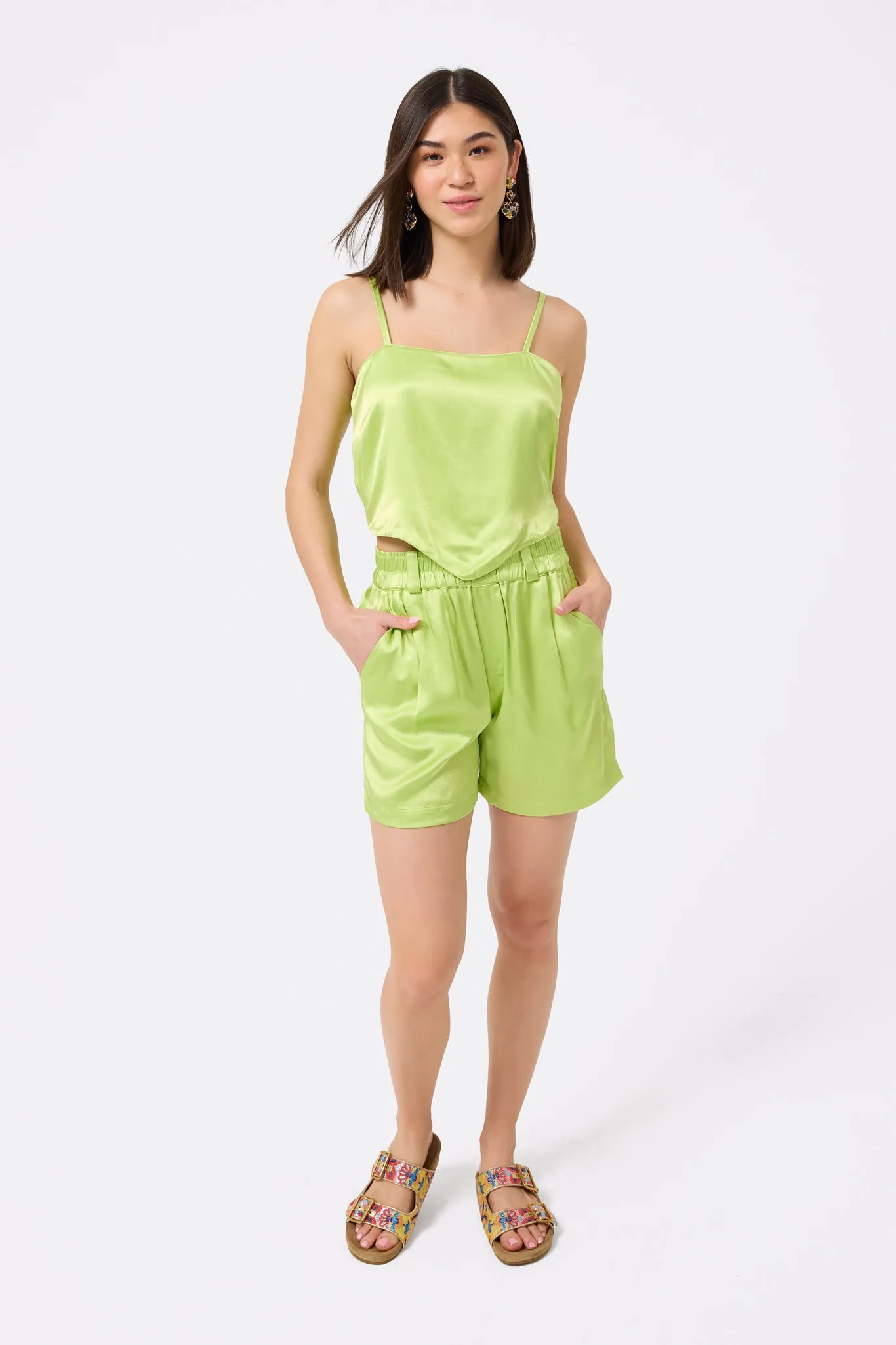 Silky Scarf Tank in Chartreuse