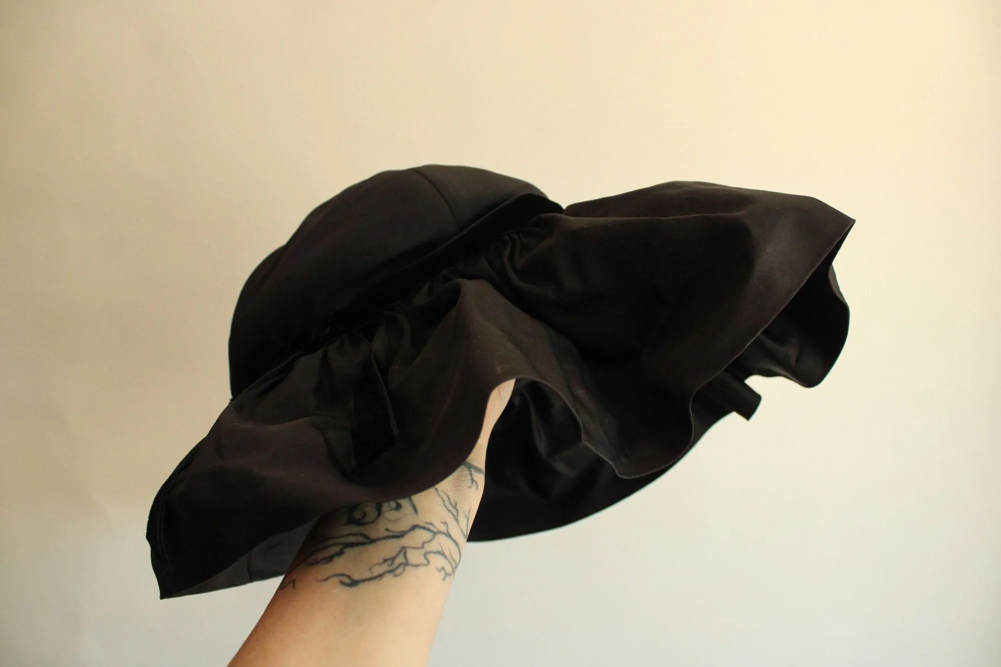 Vintage 1950s Michael Terre Black Wide Brim Floppy Hat