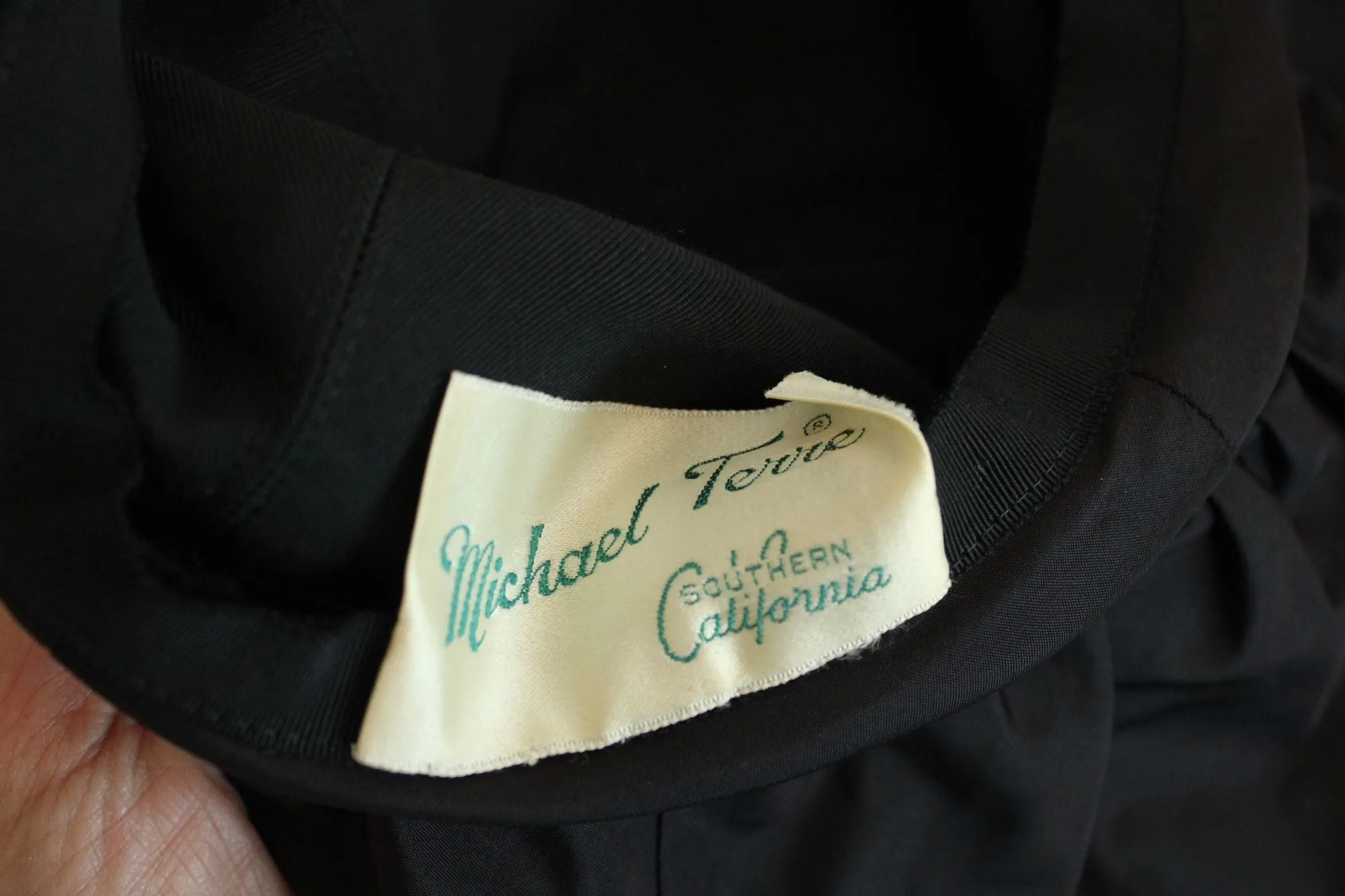 Vintage 1950s Michael Terre Black Wide Brim Floppy Hat