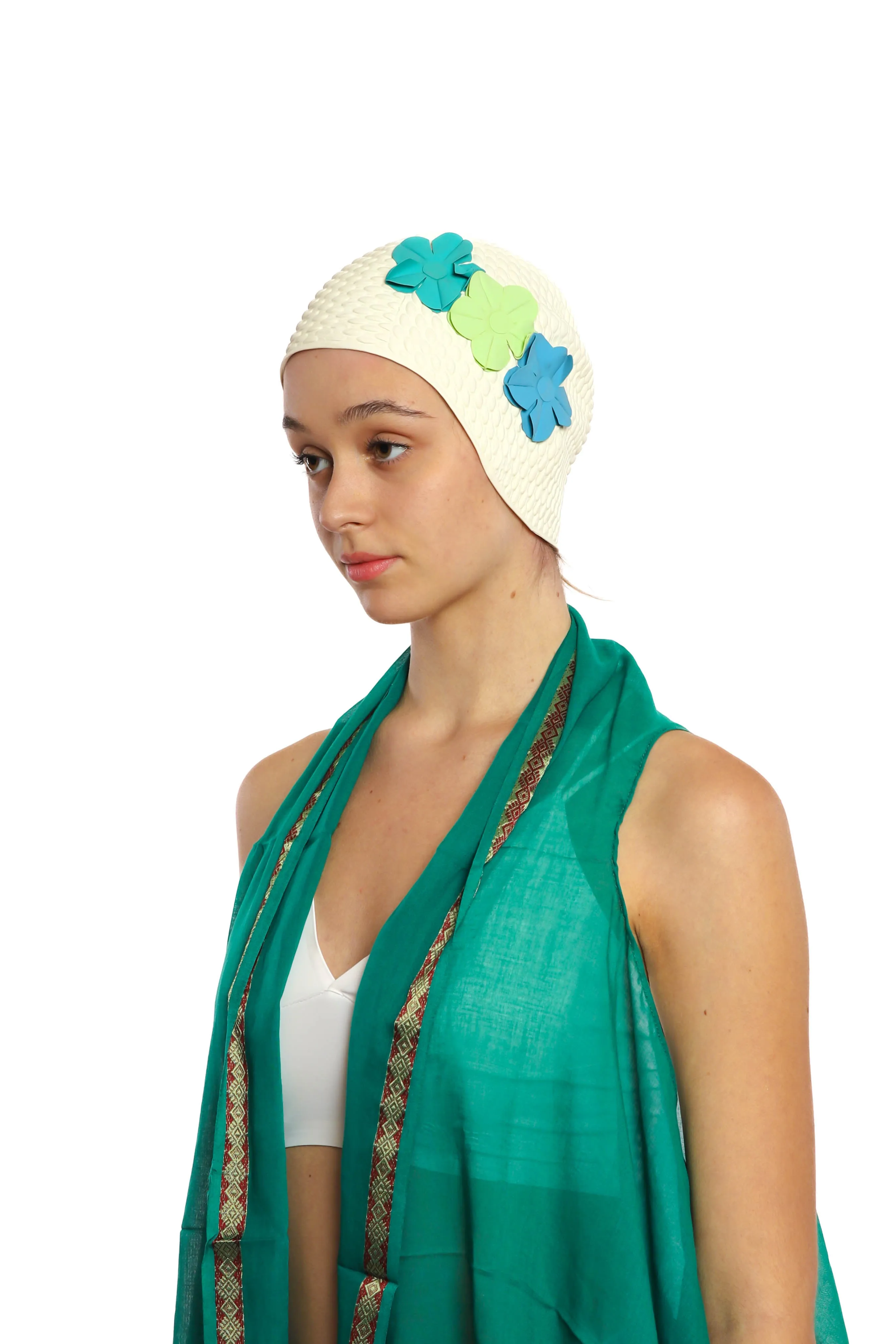 Vintage 3 Flowers Swim Cap