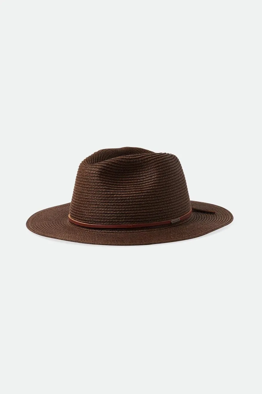 Wesley Straw Packable Fedora - Dark Earth